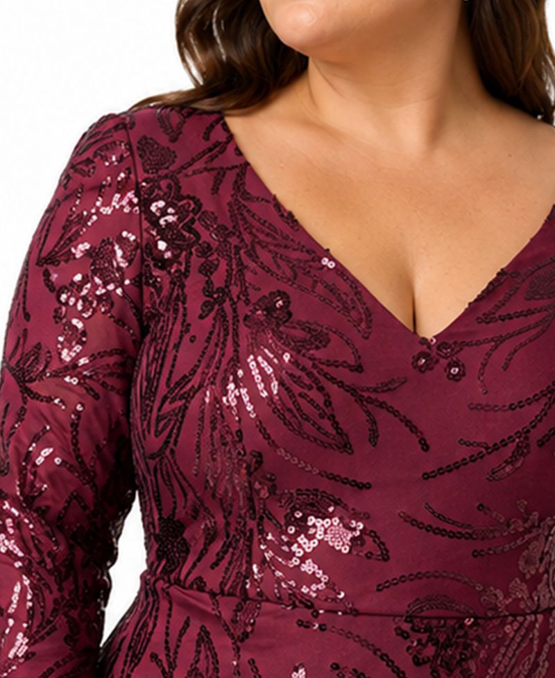 Plus Size V-Neck Column Gown