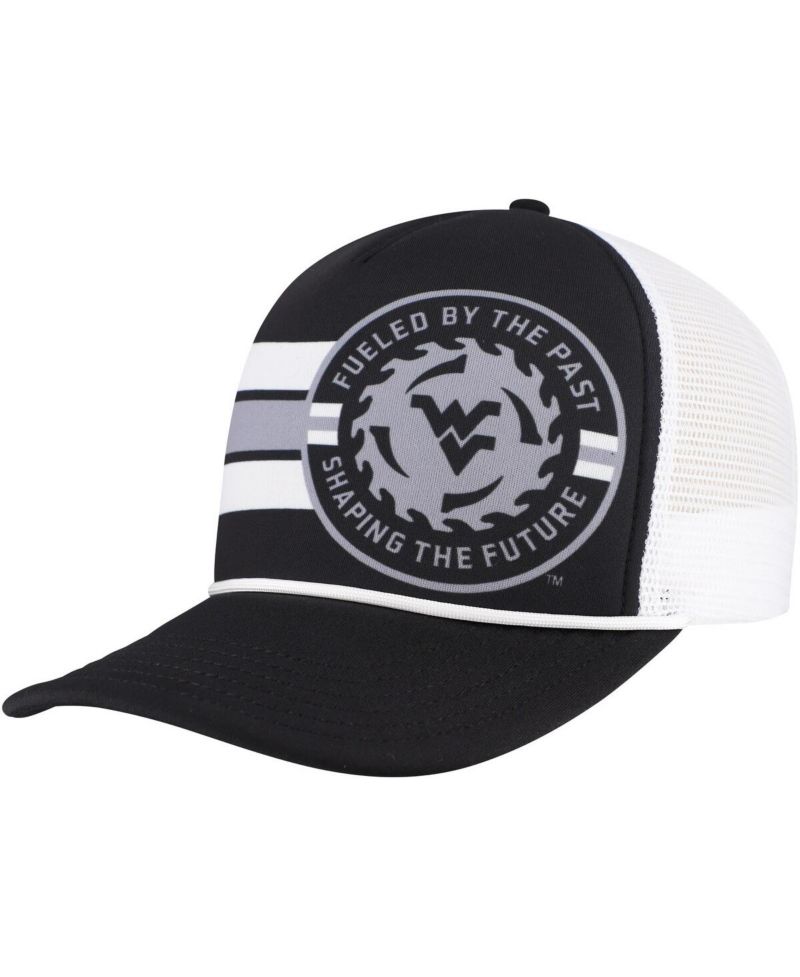 Men's Black West Virginia Mountaineers Built on Bravery Running Circle Trucker Adjustable Hat