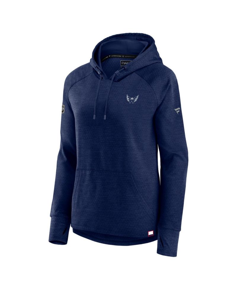 Women's Heather Navy Washington Capitals Authentic Pro Pullover Hoodie