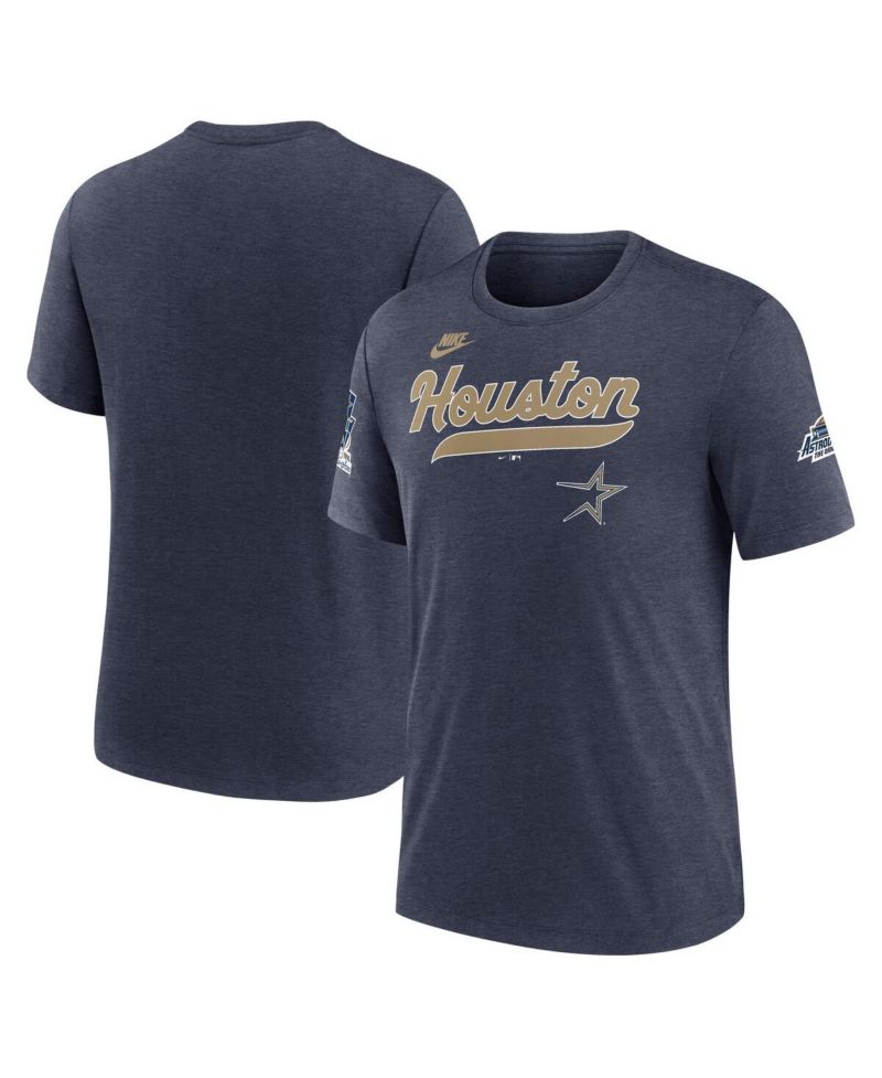 Men's Heather Navy Houston Astros Cooperstown Collection Eras Tri-Blend T-Shirt