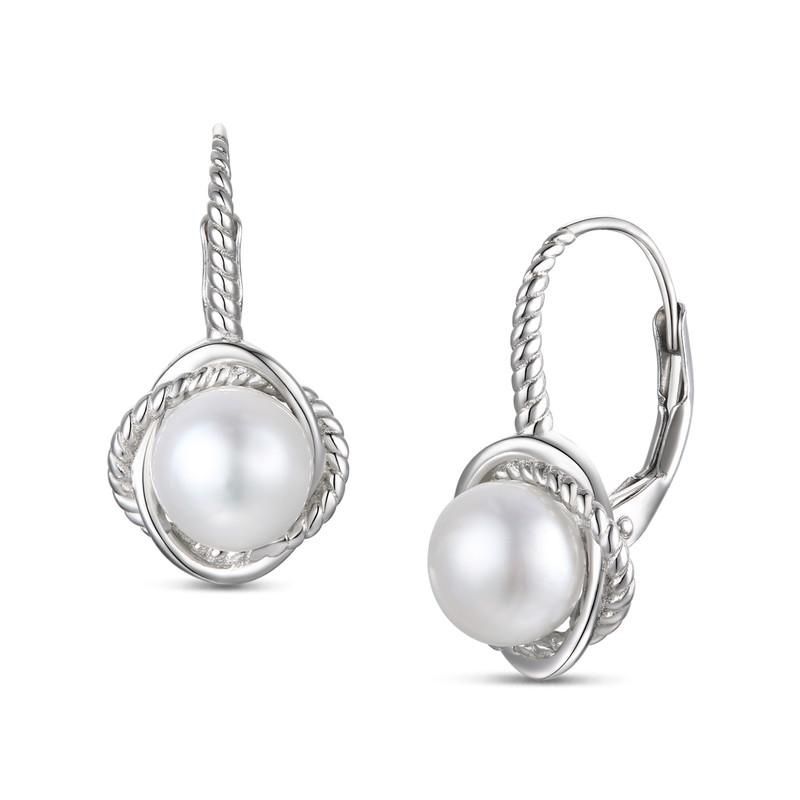 Timeless White Gold Plated Pearl Twisted Rope Earrings