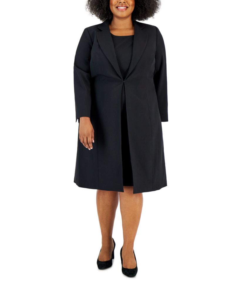 Plus Size Topper Jacket & Sheath 2 Piece Dress Suit