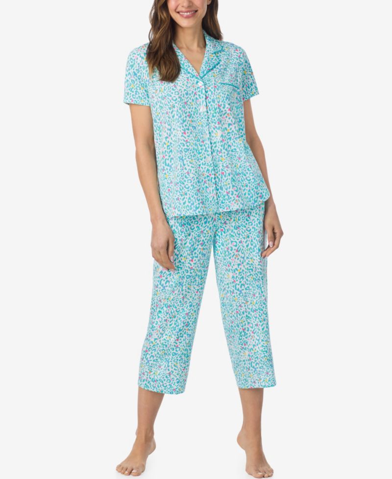 Women's Short-Sleeve Top and Cropped Pajama Pants, 2-Piece Set