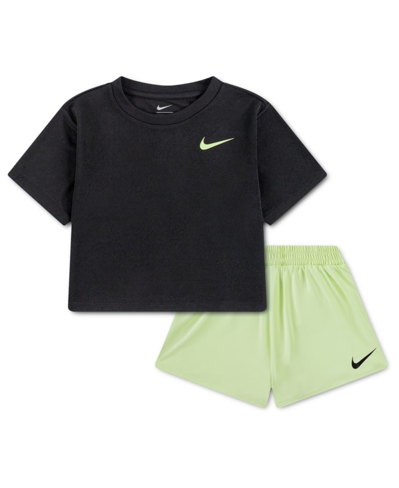 Girls' 2T-6X Lace It Up Crewneck T-Shirt and Swing Shorts, 2-Piece Set