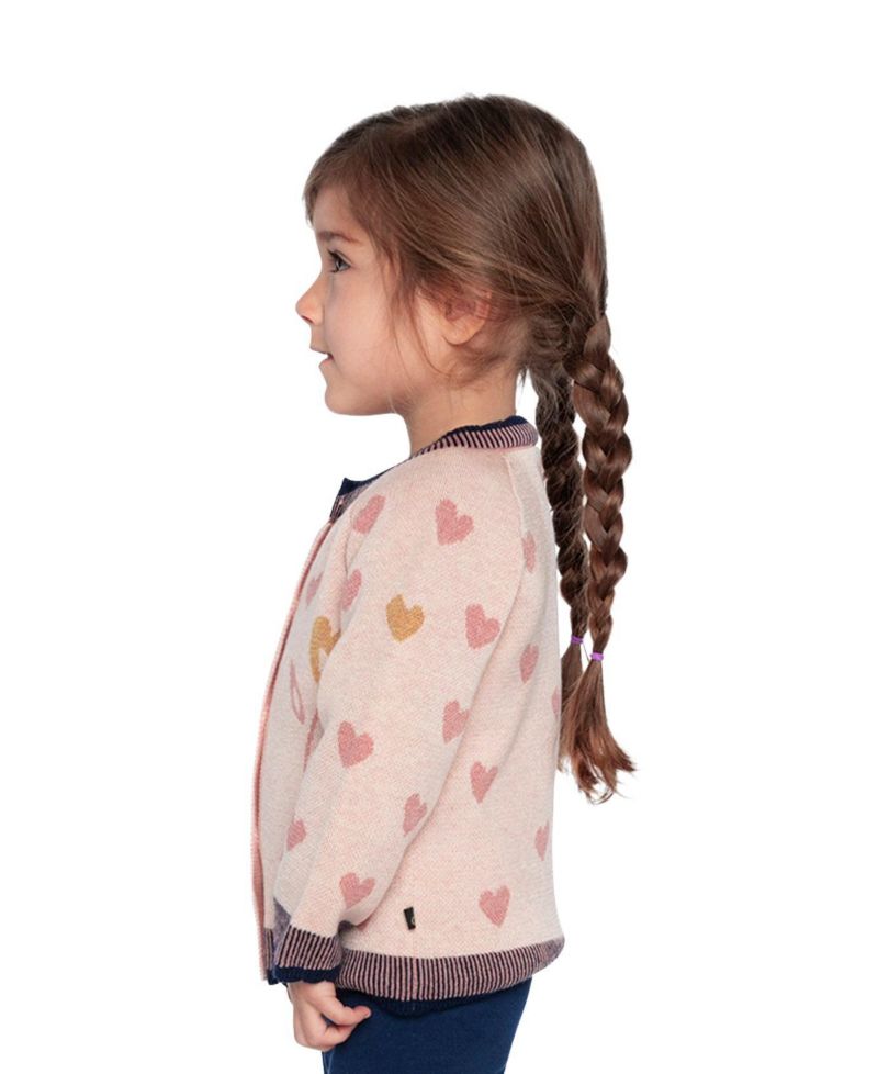 Little and Big Girl (6-8) Knitted Jacquard Cardigan