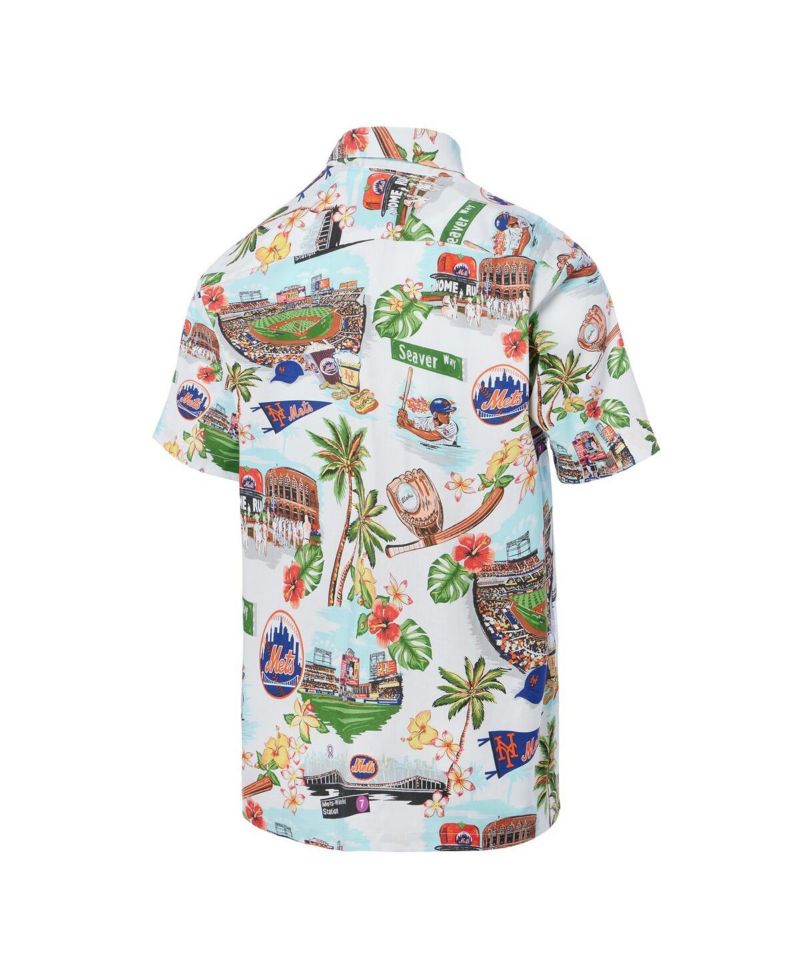 Men's White New York Mets Scenic Tri-Blend Button-Down Shirt
