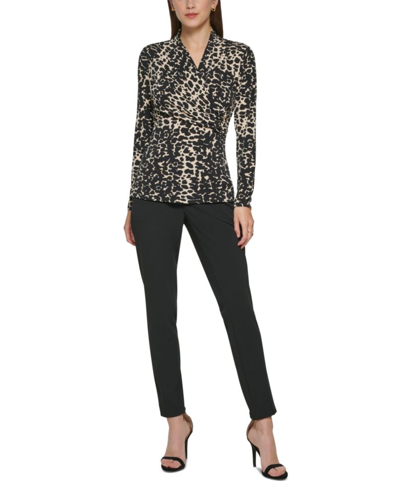 Petite Printed Surplice Top