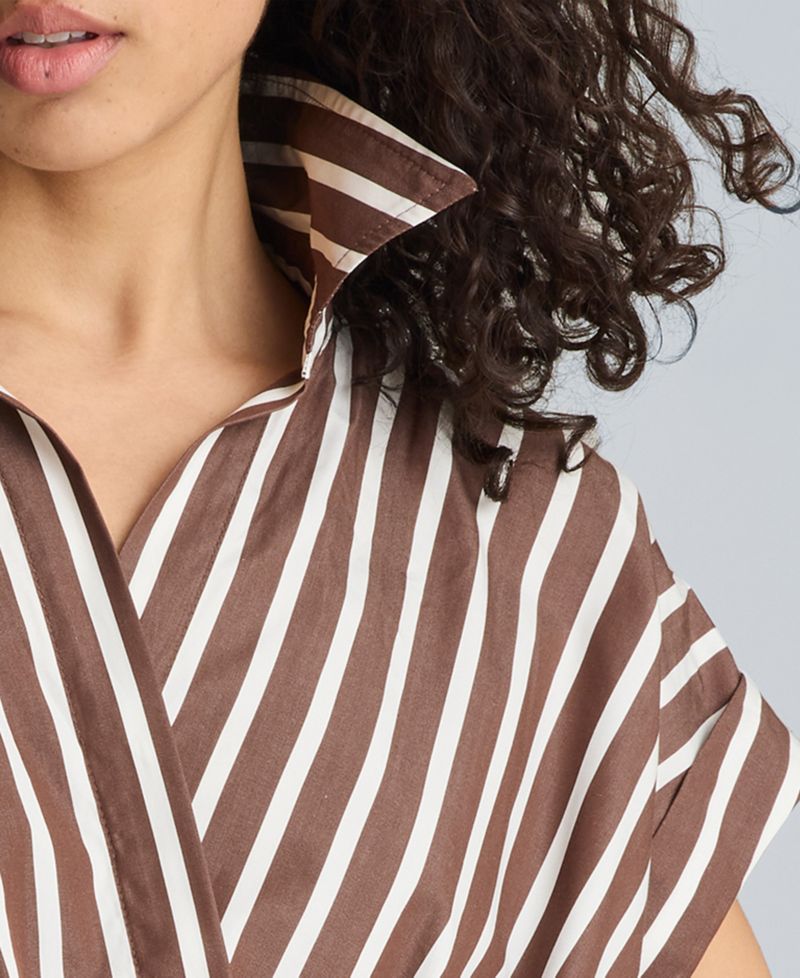 Women's Cotton Striped Collared Neck Top