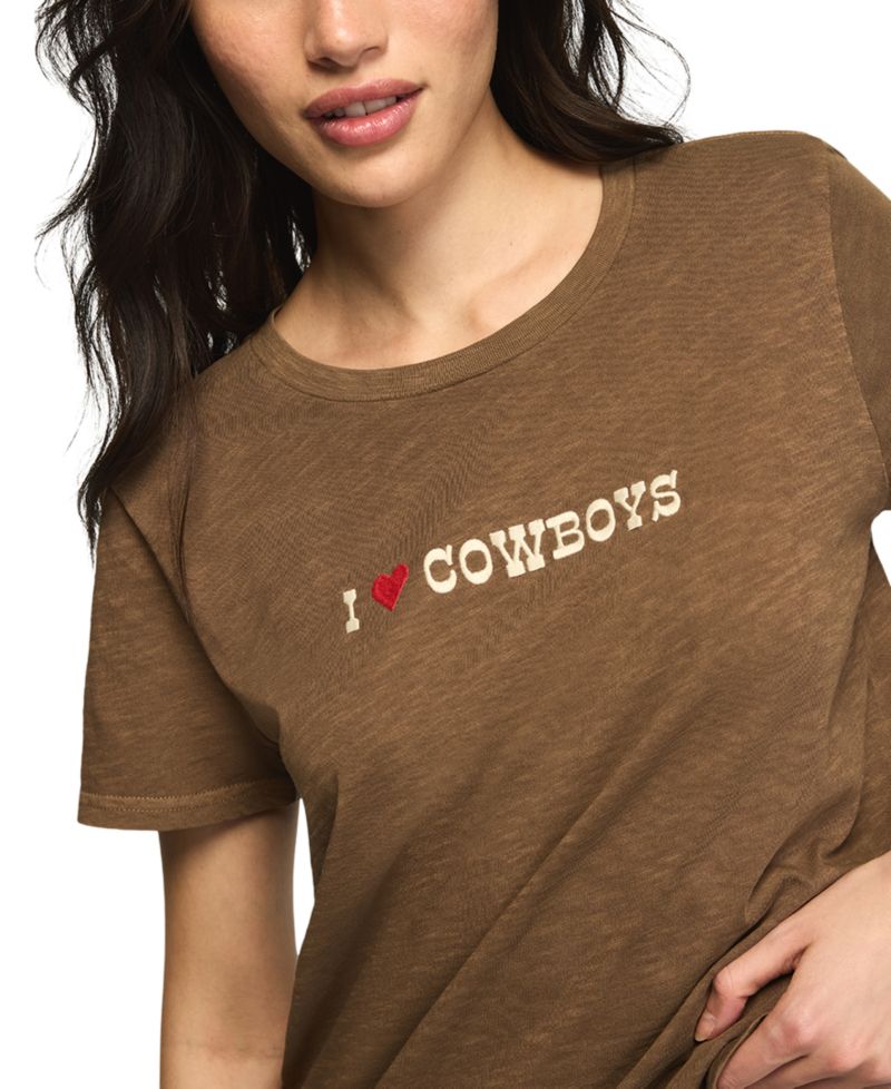 Women's I Heart Cowboys Classic Crewneck Graphic Western T-Shirt