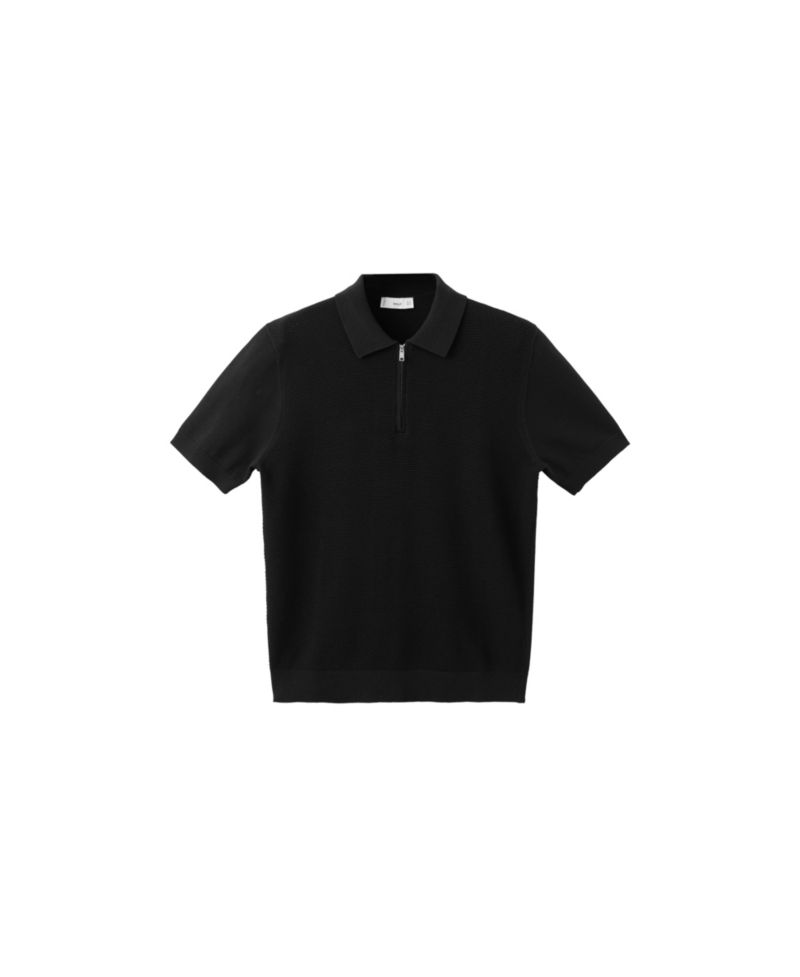 Men's Quarter-Zip Slim-Fit Structured Polo Shirt