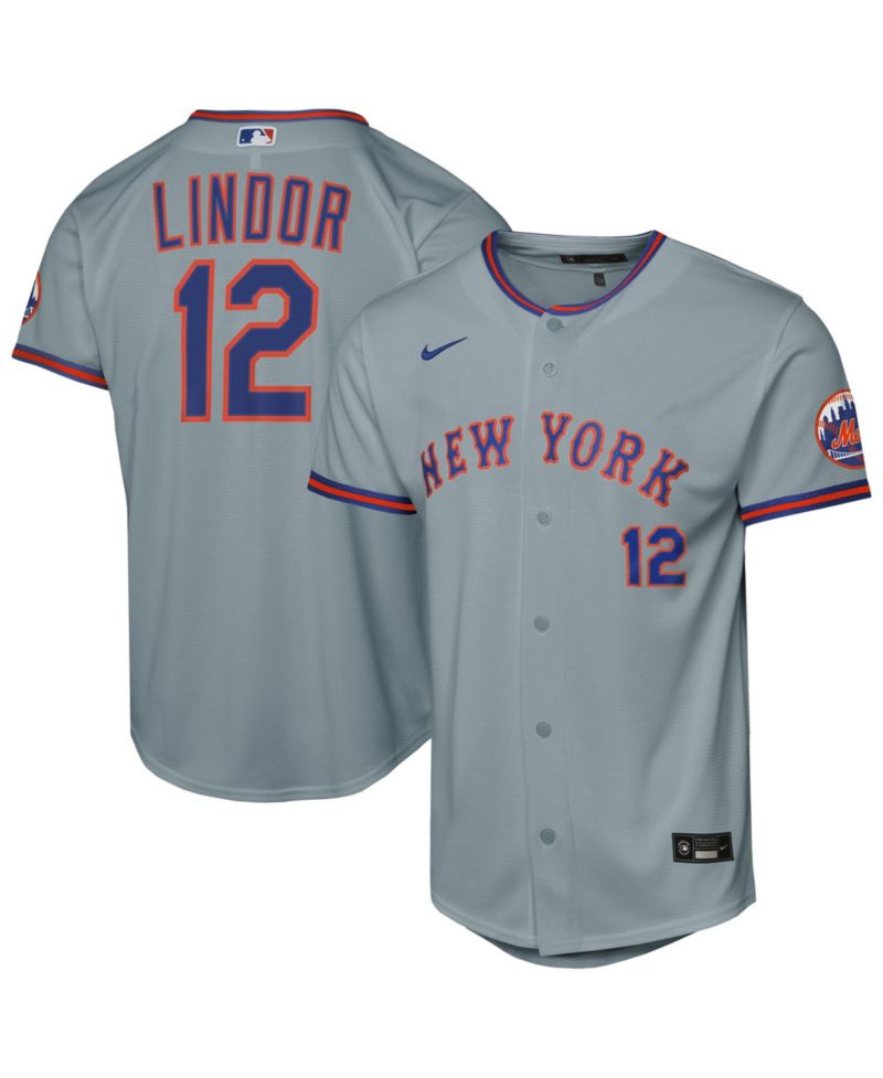 Big Boys and Girls Francisco Lindor Gray New York Mets Road Stadium Player Jersey