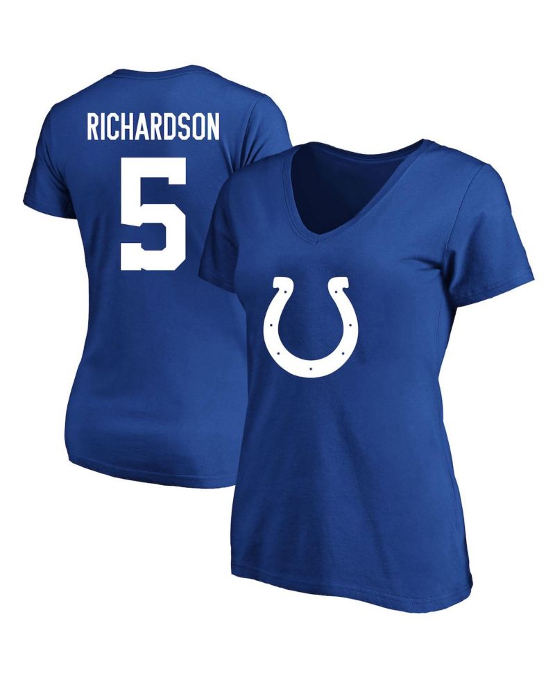 Women's Anthony Richardson Royal Indianapolis Colts Plus Size Player Name and Number V-Neck T-shirt