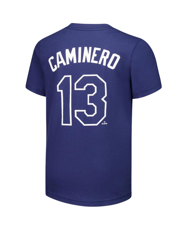 Big Boys and Girls Junior Caminero Navy Tampa Bay Rays Name & Number T-Shirt