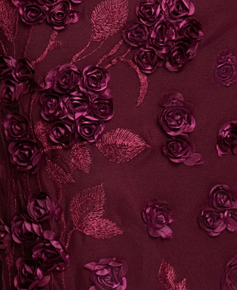 Women's Strapless Floral Power-Mesh Gown