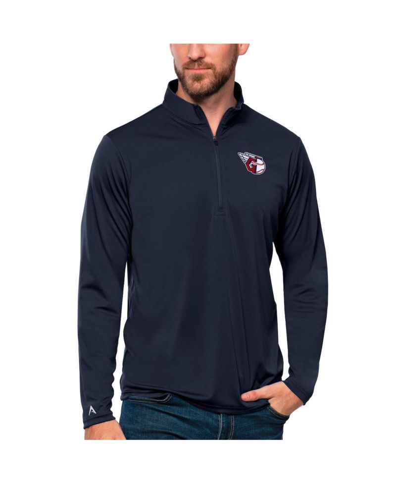 Men's Navy Cleveland Guardians Tribute Quarter-Zip Pullover Top