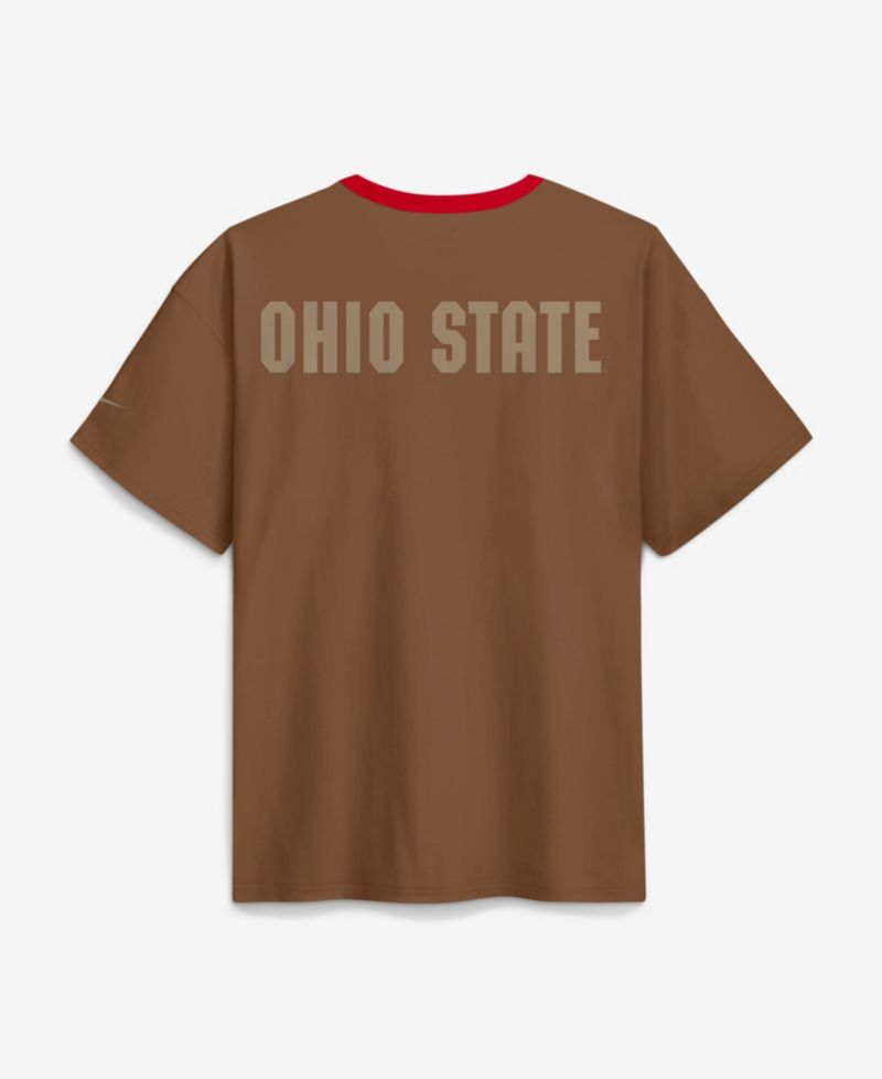 Men's Brown Ohio State Buckeyes Academic Patch Max90 T-Shirt