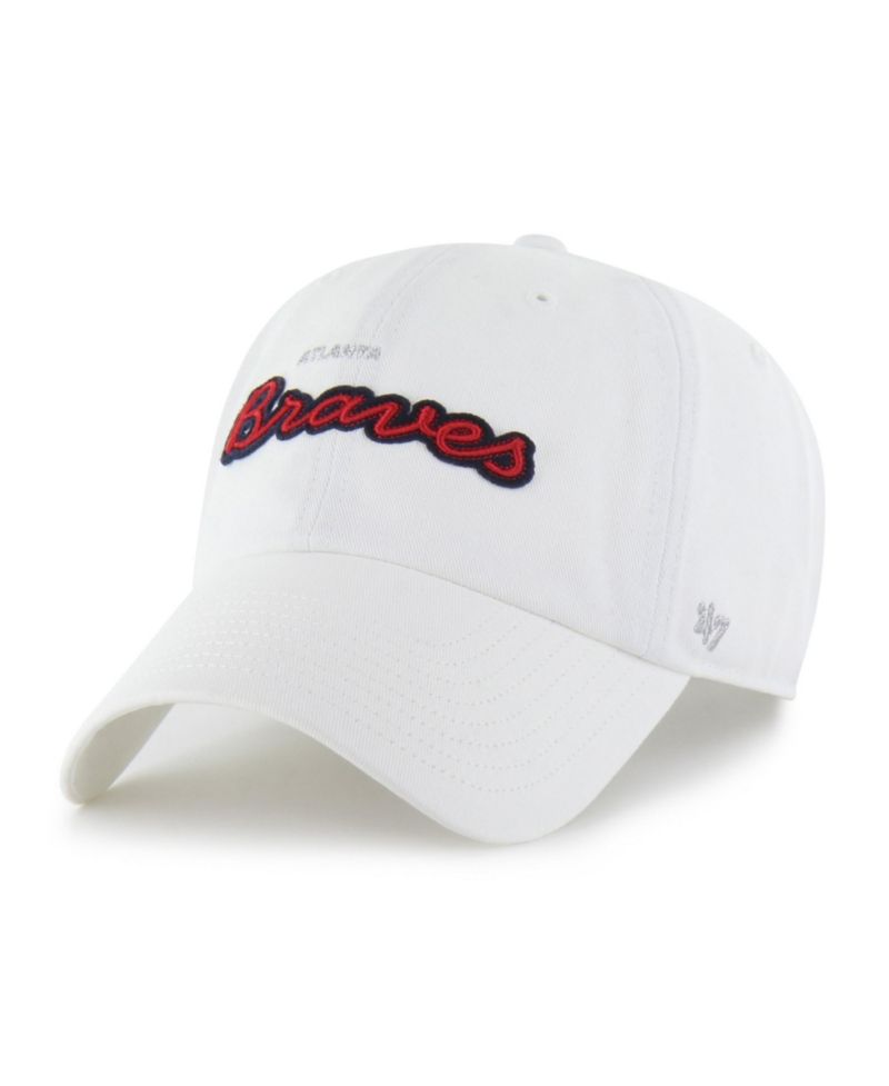 Women's White Atlanta Braves Trendy Script Clean Up Adjustable Hat