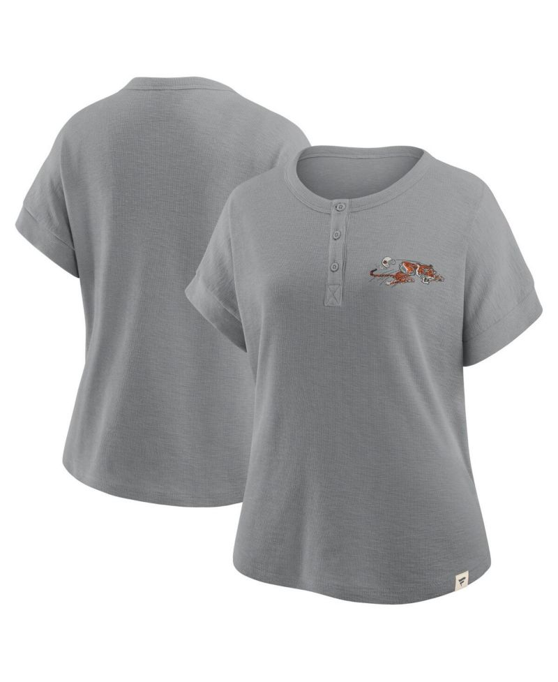Women's Heather Gray Cincinnati Bengals Oversized Hometown Premium Henley Shirt
