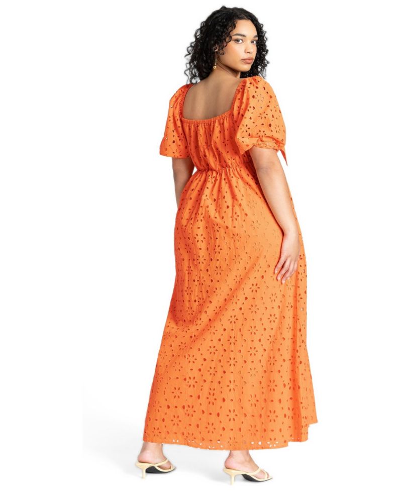 Women's Eyelet Tie Front Maxi Dress