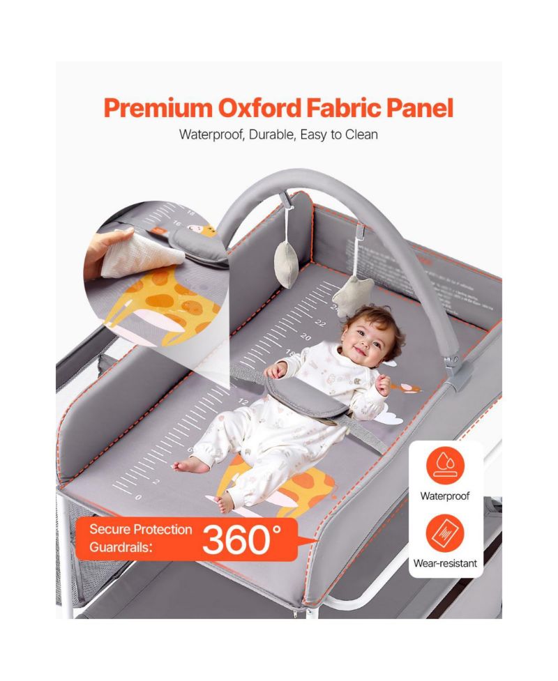 Foldable Baby Diaper Changing Station with Storage Drawers