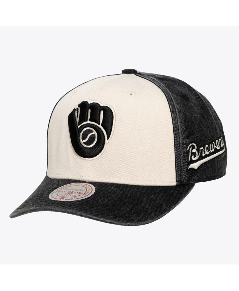 Men's and Women's Cream/Black Milwaukee Brewers Snow Block Pro Crown Snapback Hat
