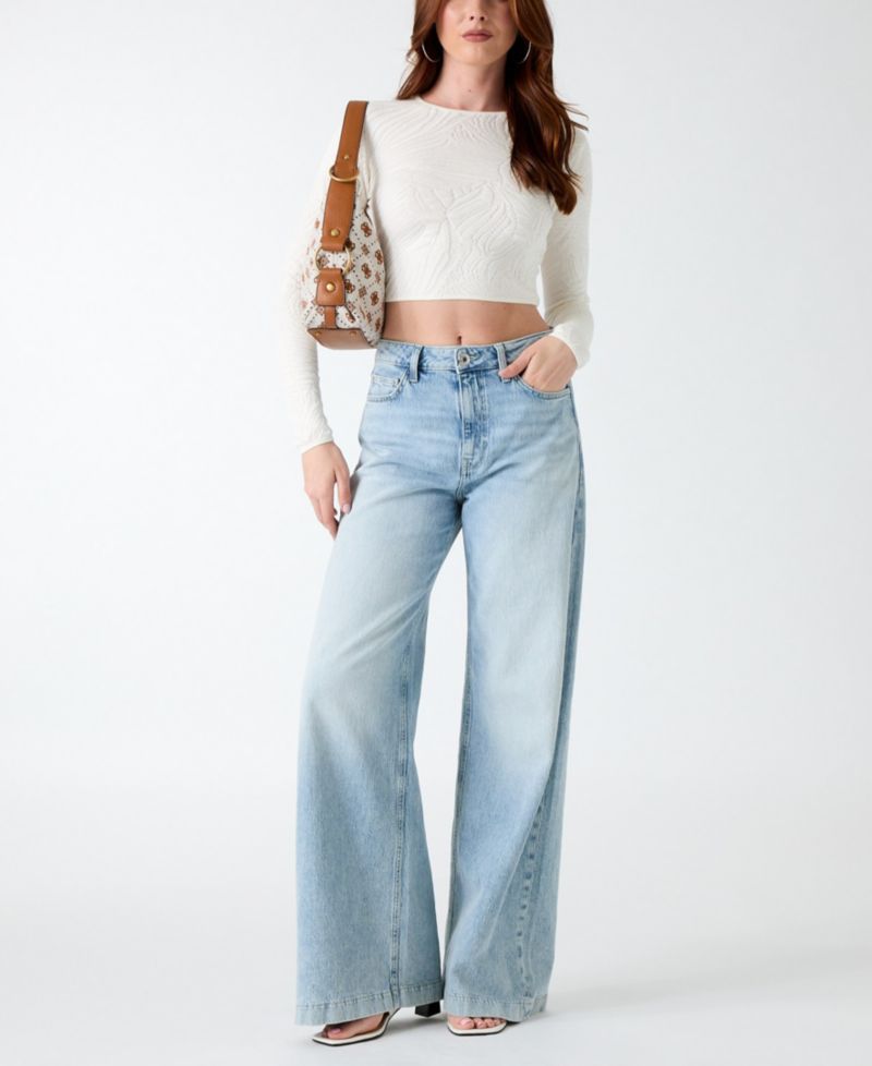 Women's Crewneck Long-Sleeve Cropped Sweater