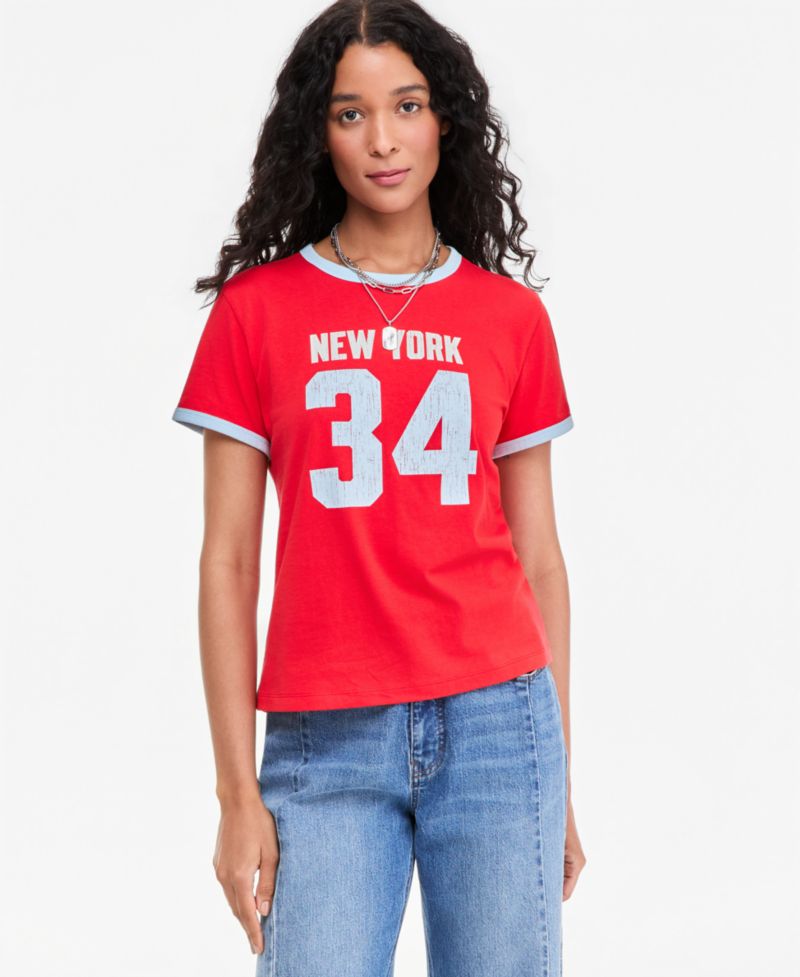 Women's Sporty Graphic Ringer T-Shirt