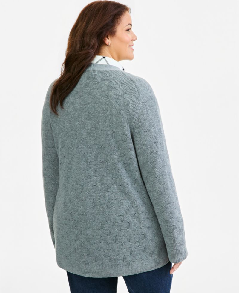 Plus Open Stitch Cardigan, Macy's Exclusive