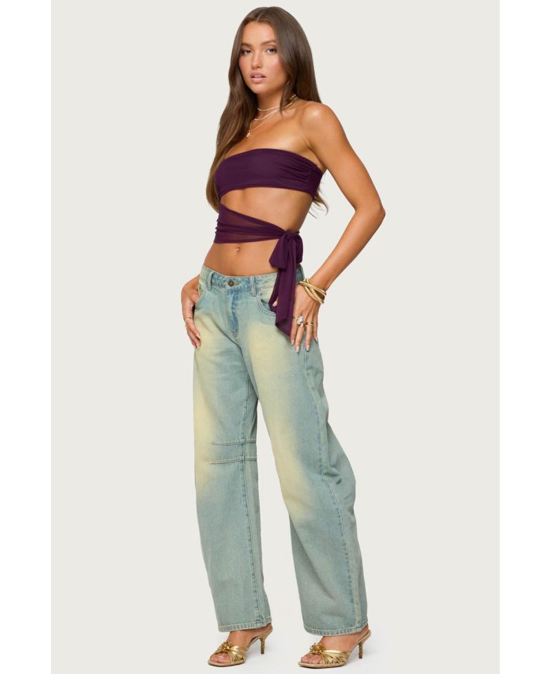 Women's Amaro Strapless Side Tie Cut Out Top