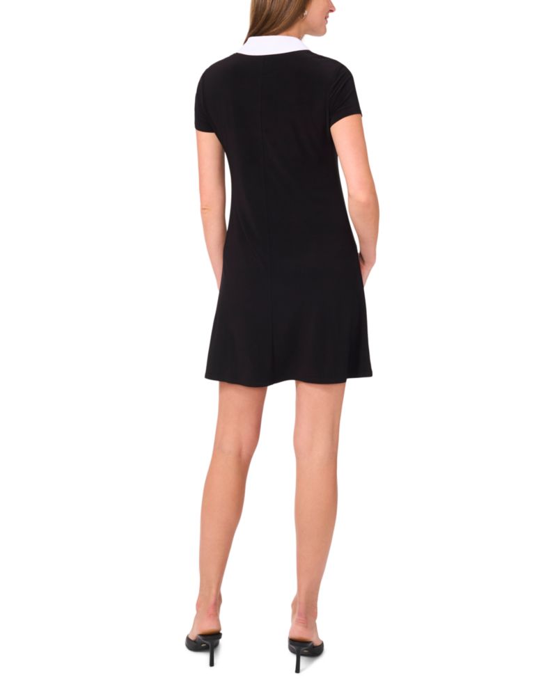 Women's Short-Sleeve Combo Collar Dress
