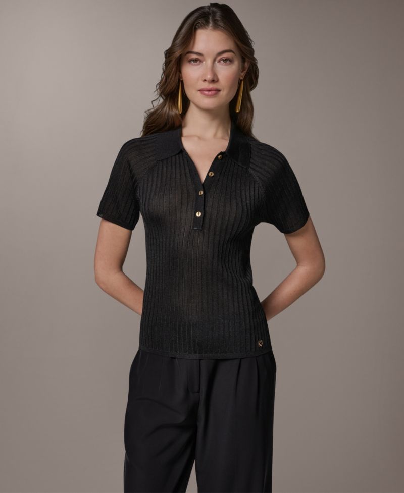 Women's Short-Sleeve Polo Sweater
