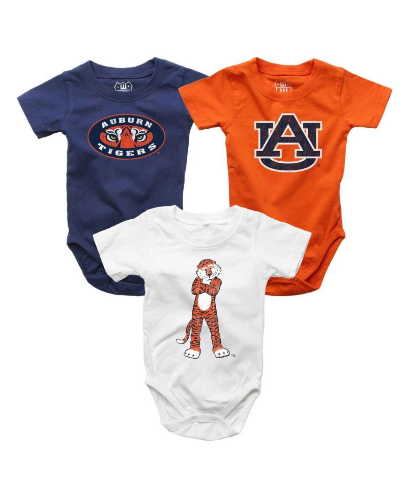 Baby Boys and Girls 3-Pack Orange/White/Navy Auburn Tigers Bodysuit