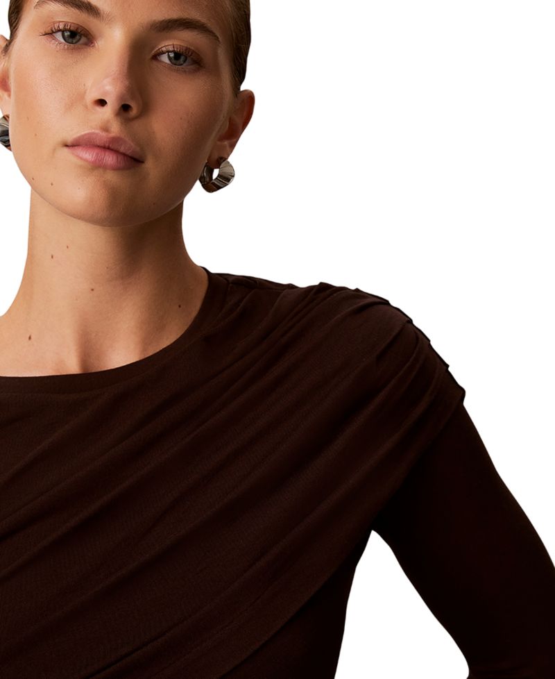 Women's Long-Sleeve Wrap Rayon-Blend Sweater