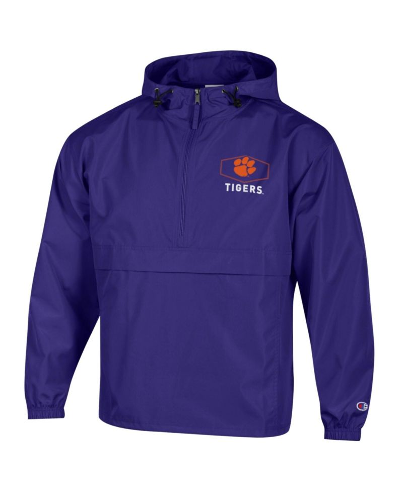 Men's Purple Clemson Tigers Delay Packable Half-Zip Jacket