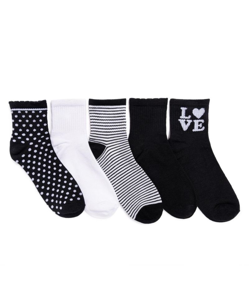 Women's 5 Pair Pack Quarter Crew Novelty Bamboo Socks