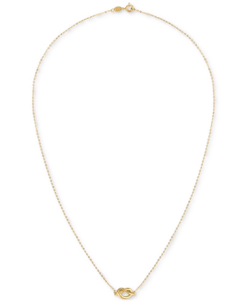 Polished Love Knot Station 18" Pendant Necklace in 10k Gold