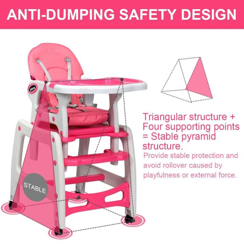 3-in-1 Baby High Chair with Lockable Universal Wheels