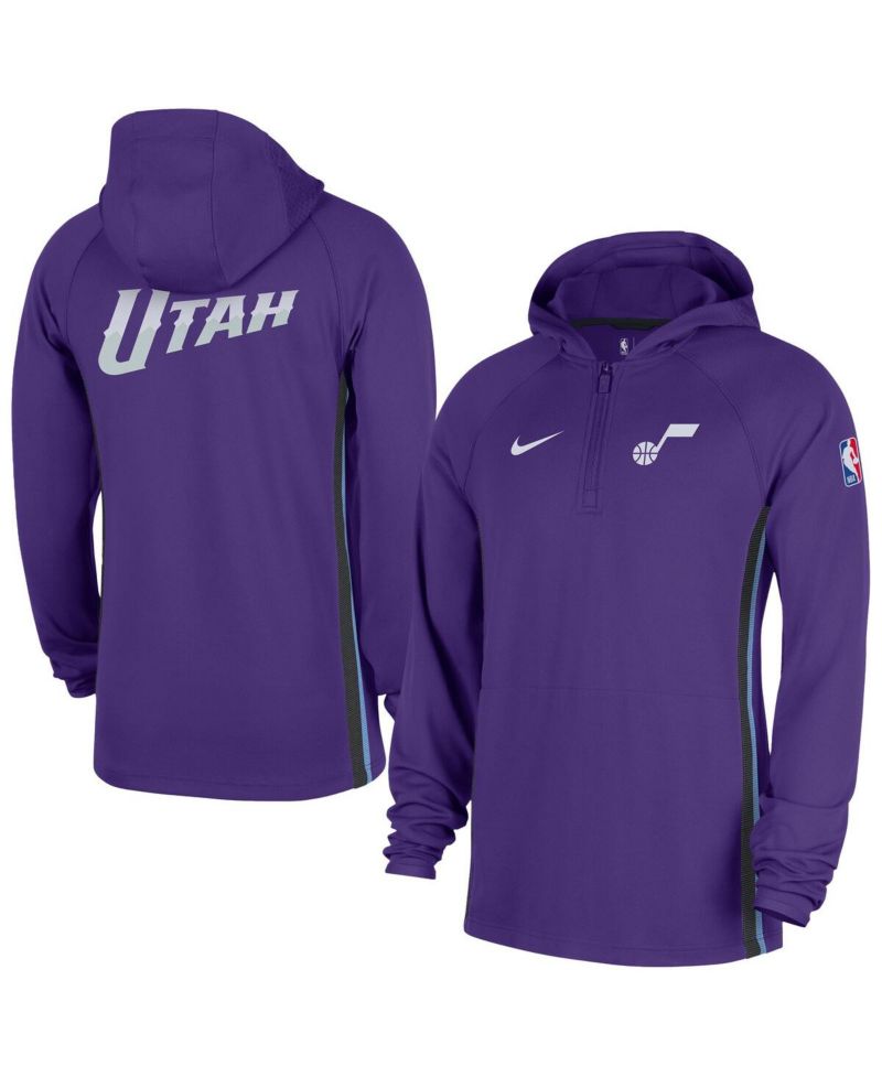 Men's Purple Utah Jazz Authentic On Court Zone Quarter-Zip Dri-FIT Hoodie Jacket