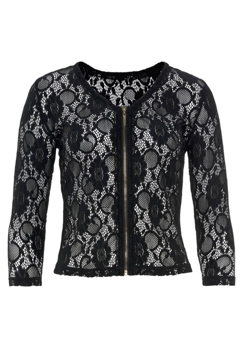 Women's Floral Print Lace Zip Front-Closure Jacket