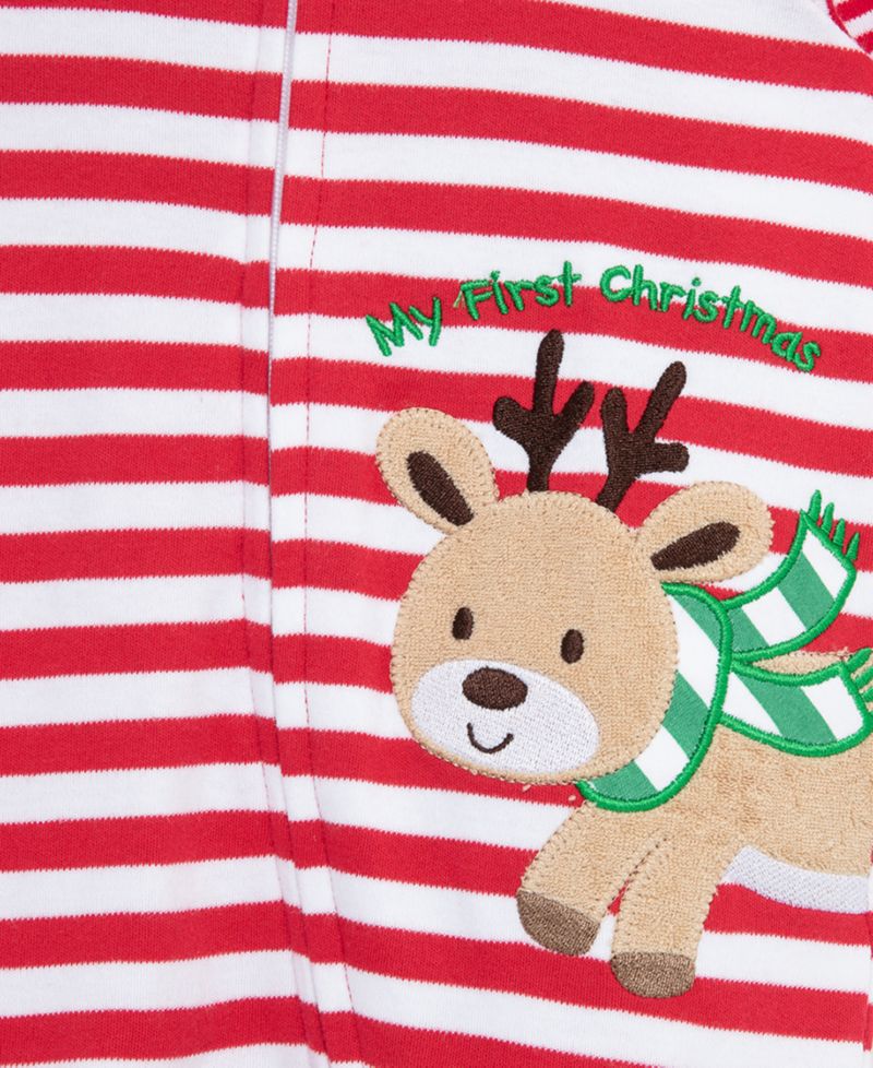 Baby Boys' Reindeer Stripe Footed Coveralls