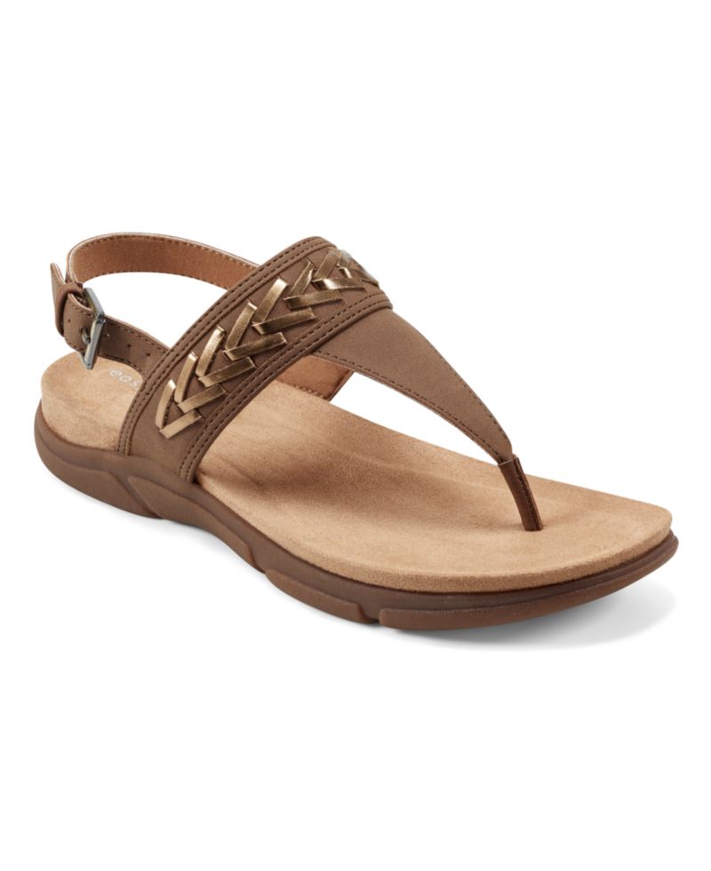Monte Woven T-Strap Flat Slingback Sandals