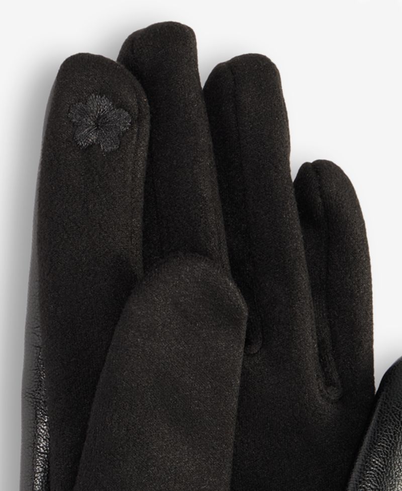 Women's Brooch Faux-Leather Gloves