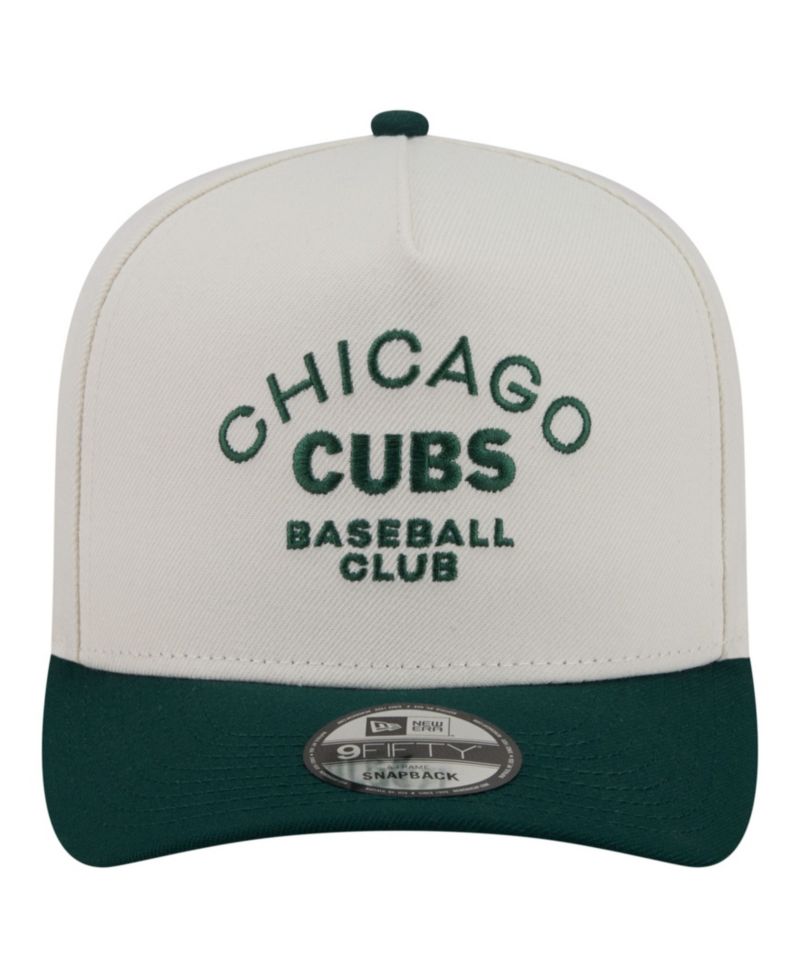 Men's Cream/Dark Green Chicago Cubs Chrome A-Frame 9FIFTY Snapback Hat