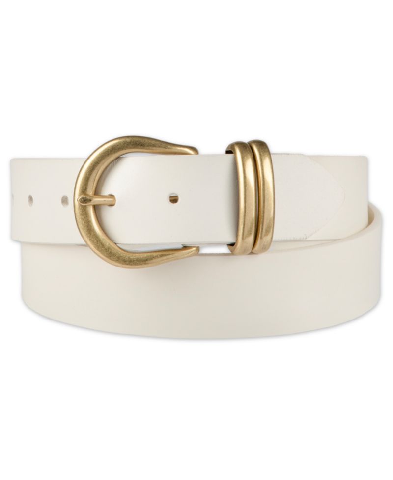 Women's Double Metal Loop Leather Belt