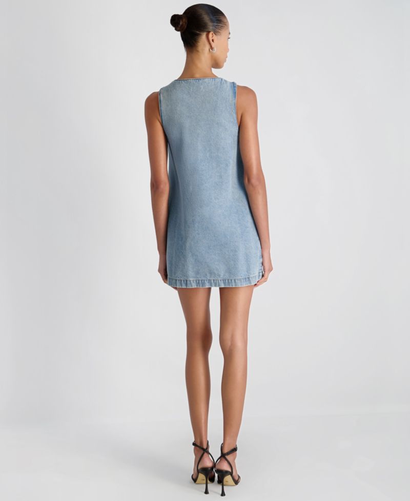 Women's 90s Denim Button-Front Sleeveless Dress