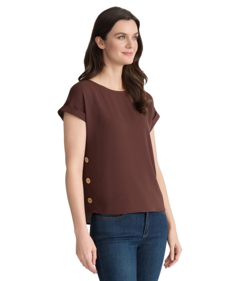 Women's Short-Sleeve Boat Neck Polyester Blouse
