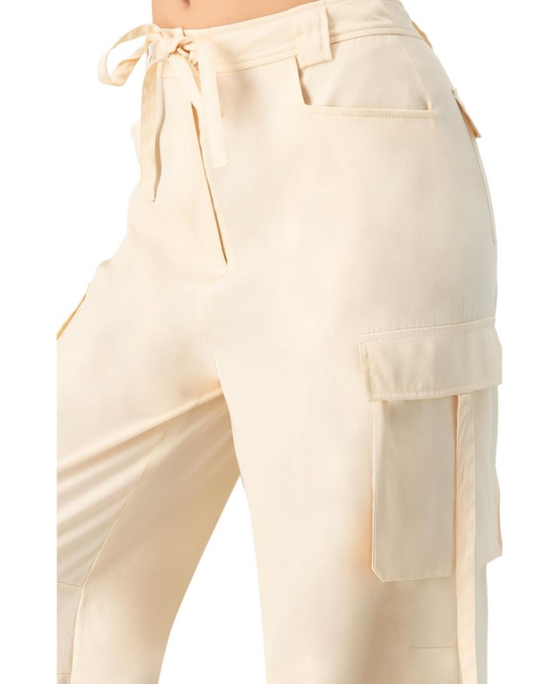 Women's Solid Cargo Pants with Straps