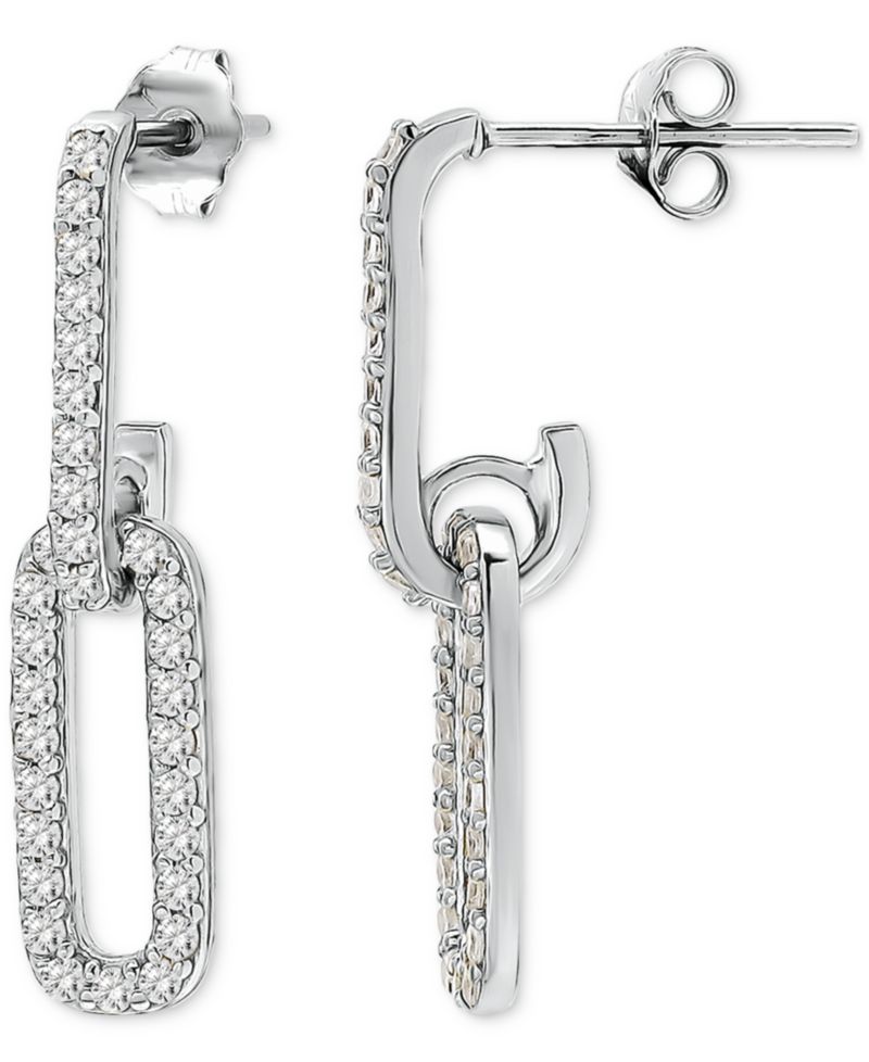 Link Drop Earrings in (7/8 ct. t.w.) Gold Pleated Sterling Silver
