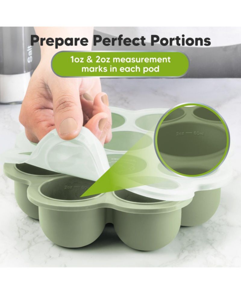 Prep Silicone Baby Food Freezer Tray with Clip-on Lid, 2oz x 10 Silicone Freezer Molds, BPA-Free Baby Food Storage