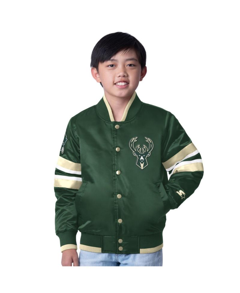 Big Boys and Girls Hunter Green Milwaukee Bucks Scout Varsity Full-Snap Jacket